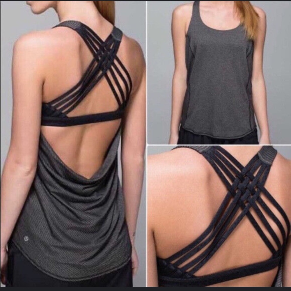 Lululemon Free to be Wild Strappy Tank Top Womens 8 Built in Bra Semi-Open Back